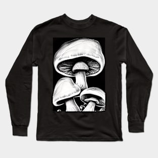 BLACK AND WHITE BUNCH OF MUSHROOMS Long Sleeve T-Shirt